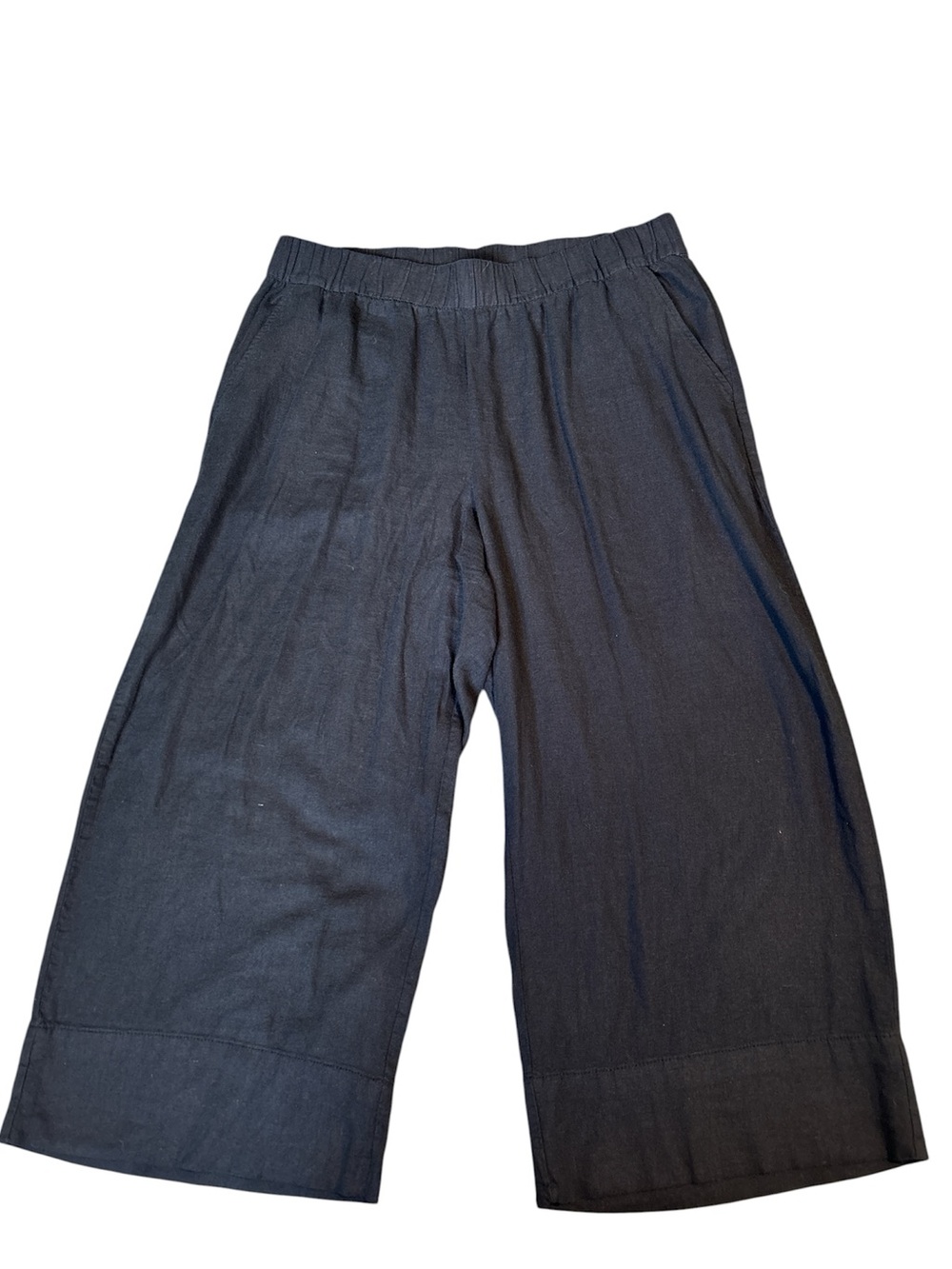 Gap Linen Wide Leg Crop Elastic Waist Pants